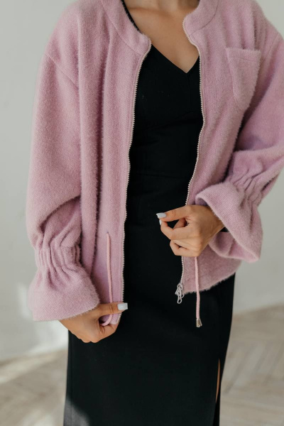 Розовый женский кардиган из трикотажа на молнии Стильная леди М-800 розовый - фото 13