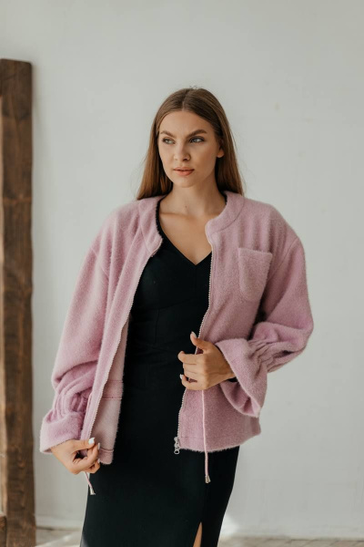 Розовый женский кардиган из трикотажа на молнии Стильная леди М-800 розовый - фото 7