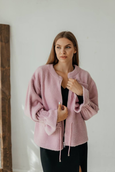 Розовый женский кардиган из трикотажа на молнии Стильная леди М-800 розовый - фото 6