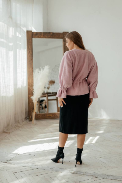 Розовый женский кардиган из трикотажа на молнии Стильная леди М-800 розовый - фото 12