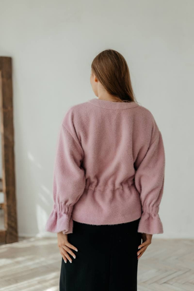 Розовый женский кардиган из трикотажа на молнии Стильная леди М-800 розовый - фото 8