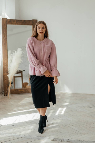 Розовый женский кардиган из трикотажа на молнии Стильная леди М-800 розовый - фото 2