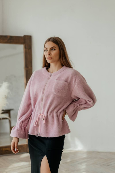 Розовый женский кардиган из трикотажа на молнии Стильная леди М-800 розовый - фото 5