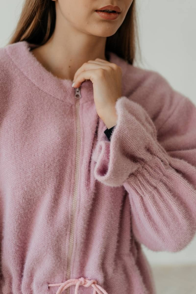Розовый женский кардиган из трикотажа на молнии Стильная леди М-800 розовый - фото 11