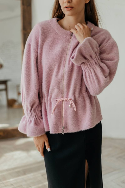 Розовый женский кардиган из трикотажа на молнии Стильная леди М-800 розовый - фото 10