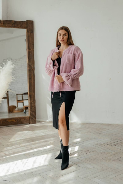 Розовый женский кардиган из трикотажа на молнии Стильная леди М-800 розовый - фото 3