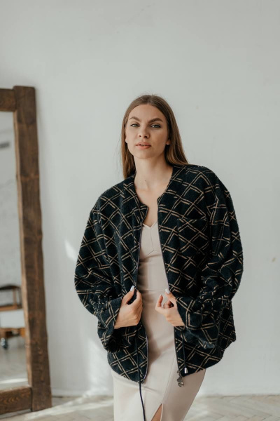 Мягкий женский кардиган на молнии с расклешенным рукавом Стильная леди М-800 черный_принт_ромб - фото 5