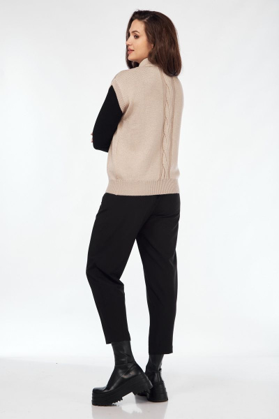 Вязаный шерстяной жилет с косами и стойкой-горловиной Mubliz 110 беж - фото 7