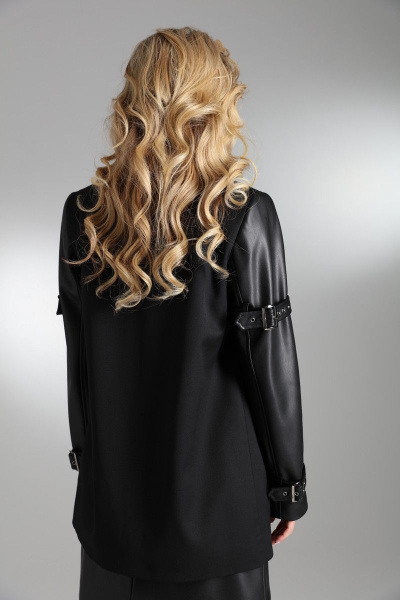 Жакет свободного кроя с эко-кожей и пуговицами LM.Wear ПЛ6029 - фото 6