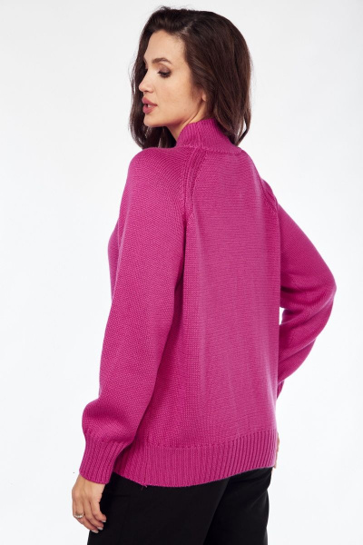 Демисезонный джемпер в рельефной вязке с длинными рукавами Mubliz 112 фуксия - фото 2