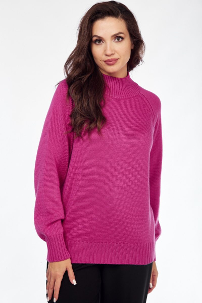 Демисезонный джемпер в рельефной вязке с длинными рукавами Mubliz 112 фуксия - фото 6