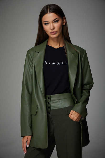 Комплект жакета и брюк из экокожи с прорезными карманами N.O.W. 1316 - фото 5