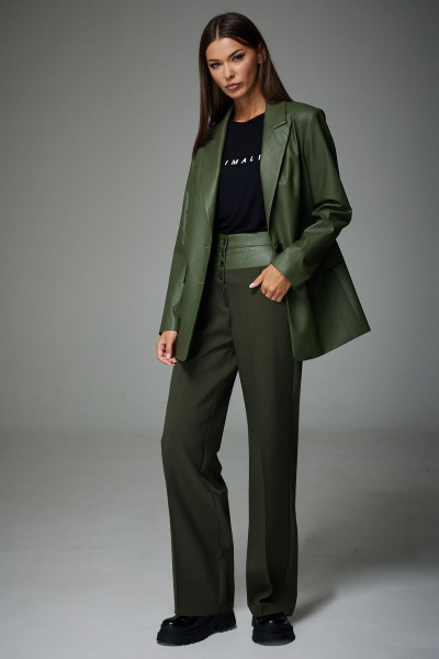 Комплект жакета и брюк из экокожи с прорезными карманами N.O.W. 1316 - фото 2