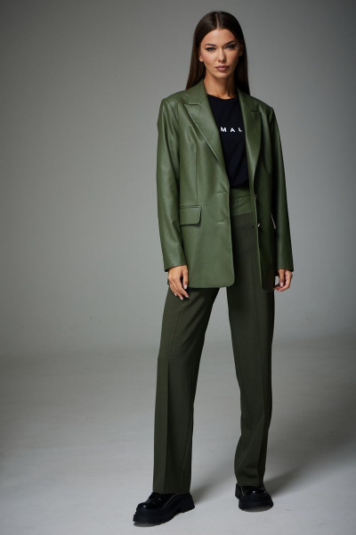 Комплект жакета и брюк из экокожи с прорезными карманами N.O.W. 1316 - фото 1