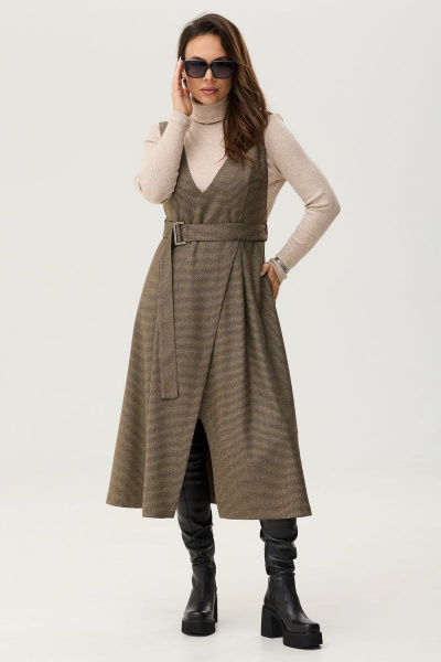 Демисезонный комплект брюк и вязаного джемпера Магия моды 2338 беж_коричневый - фото 4