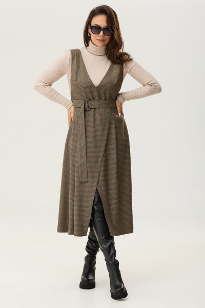 Демисезонный комплект брюк и вязаного джемпера Магия моды 2338 беж_коричневый - фото 1