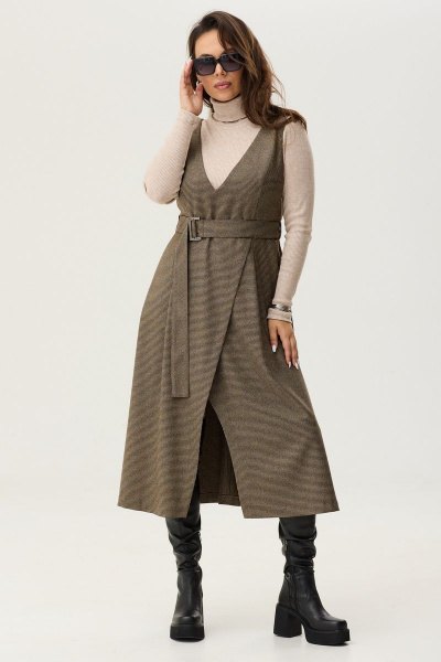 Демисезонный комплект брюк и вязаного джемпера Магия моды 2338 беж_коричневый - фото 3