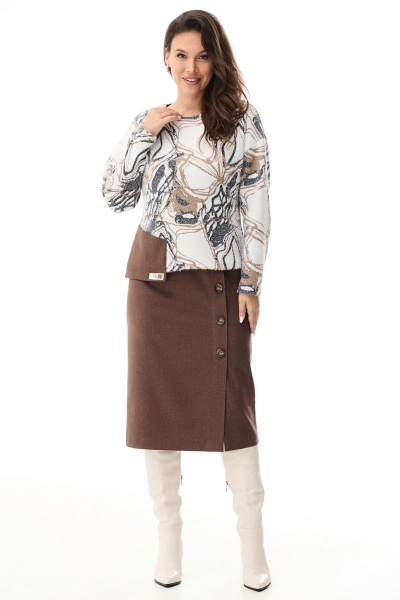 Элегантное платье-футляр с широкими резинками и ремнем Магия моды 2348 коричневый - фото 4