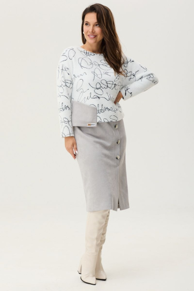 Свободное платье в стиле casual с замшевым низом Магия моды 2348 серый - фото 3