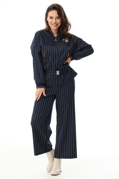 Бомбер и брюки кюлоты на каждый день демисезон Магия моды 2341 темно-синий - фото 4