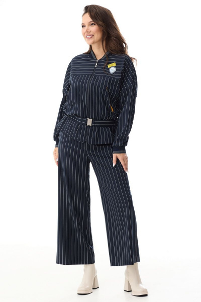 Бомбер и брюки кюлоты на каждый день демисезон Магия моды 2341 темно-синий - фото 1