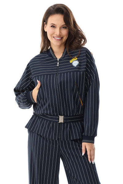 Бомбер и брюки кюлоты на каждый день демисезон Магия моды 2341 темно-синий - фото 3