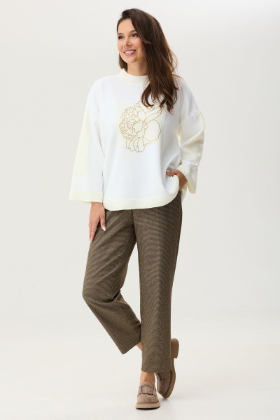 Брюки, джемпер Магия моды 2351 молочный- коричневый - фото 5