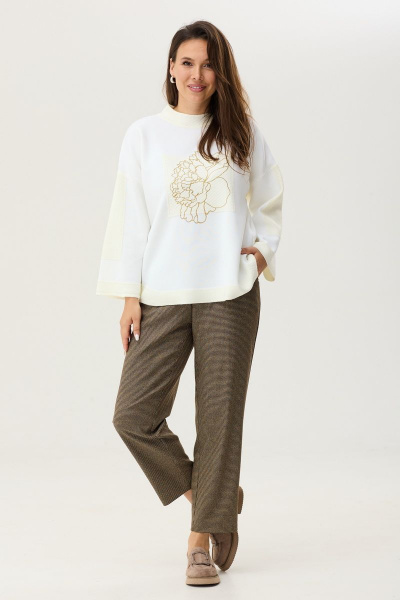 Брюки, джемпер Магия моды 2351 молочный- коричневый - фото 1