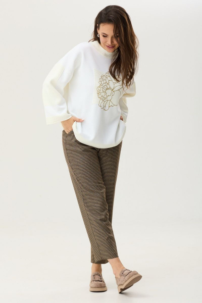 Брюки, джемпер Магия моды 2351 молочный- коричневый - фото 3