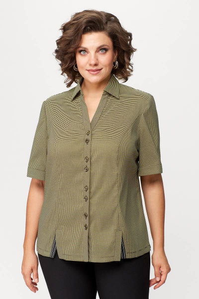 Рубашка из текстиля с коротким рукавом и пуговицами Zlata 4177 желтый - фото 5