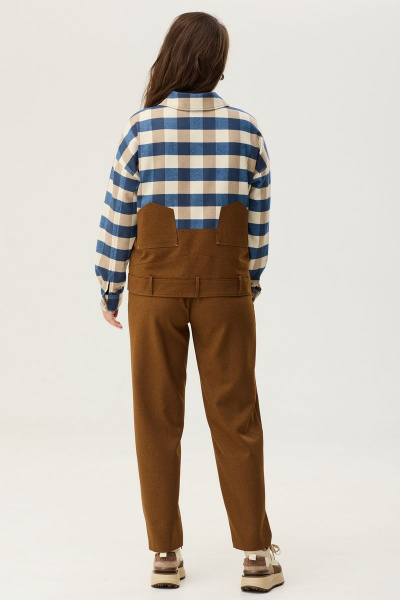 Блуза и брюки классика свободный крой на каждый день Магия моды 2335 синий_коричневый - фото 5