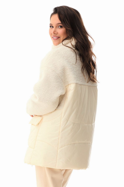 Демисезонная куртка из искусственного меха свободного силуэта Магия моды 2332 сливочный - фото 2