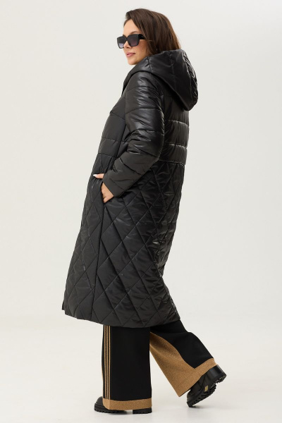 Пальто свободного кроя из плащевой ткани с капюшоном Магия моды 2343 черный - фото 2