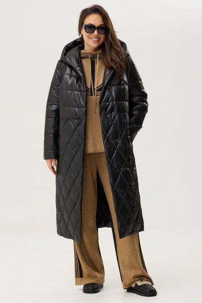 Пальто свободного кроя из плащевой ткани с капюшоном Магия моды 2343 черный - фото 6