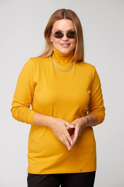Демисезонный джемпер из трикотажа на стойке Bliss 8044 горчица - фото 2