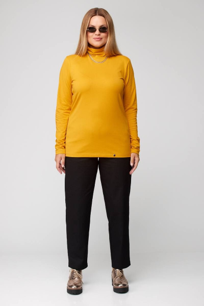 Демисезонный джемпер из трикотажа на стойке Bliss 8044 горчица - фото 5