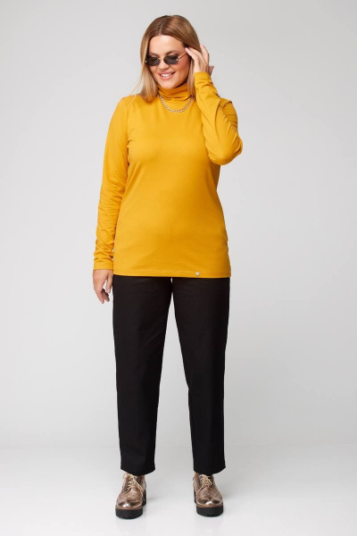 Демисезонный джемпер из трикотажа на стойке Bliss 8044 горчица - фото 4
