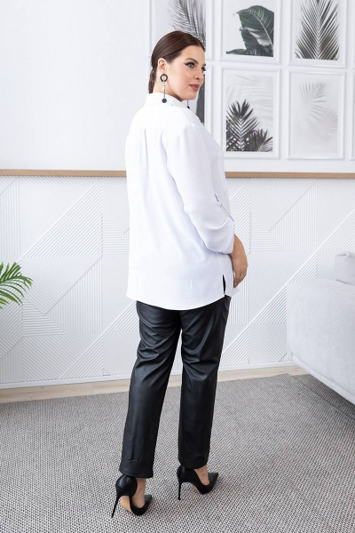 Туника делового стиля с длинным рукавом и воротником ASV 2561 белый - фото 2
