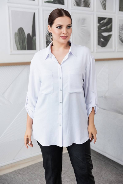Туника делового стиля с длинным рукавом и воротником ASV 2561 белый - фото 1
