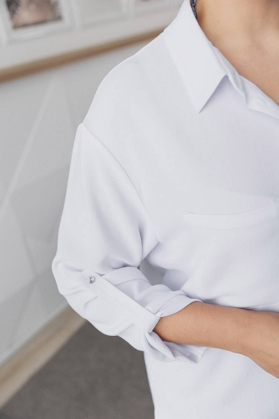 Туника делового стиля с длинным рукавом и воротником ASV 2561 белый - фото 4