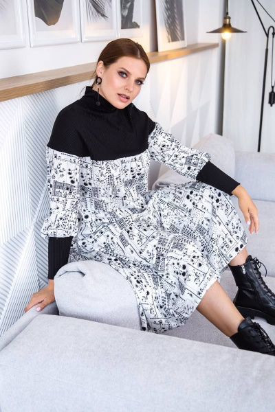Платье ASV 2635 бело-черный - фото 7