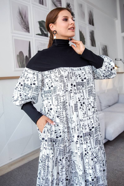 Платье ASV 2635 бело-черный - фото 5