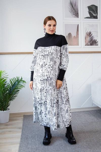 Платье ASV 2635 бело-черный - фото 1