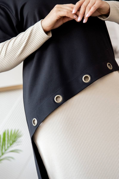 Комплект платье и туника с асимметричным вырезом ASV 2620 черно-бежевый - фото 7