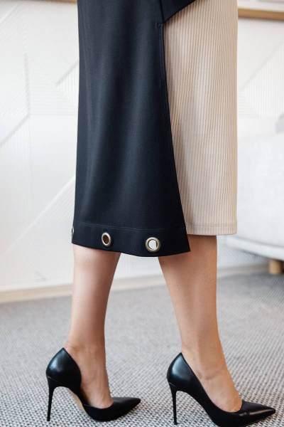 Комплект платье и туника с асимметричным вырезом ASV 2620 черно-бежевый - фото 6