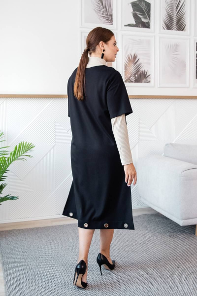 Комплект платье и туника с асимметричным вырезом ASV 2620 черно-бежевый - фото 5