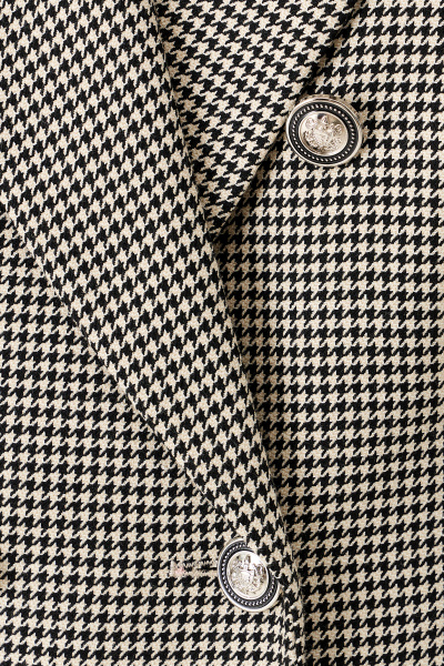 Деловой костюм с полуприталенным жакетом и расклешёнными брюками Панда 155320w черно-бежевый - фото 4