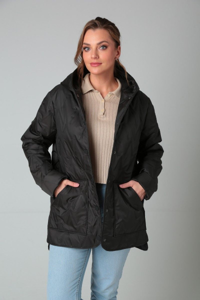 Пальто свободного кроя с капюшоном и съемным поясом Modema м.2034/1 - фото 4