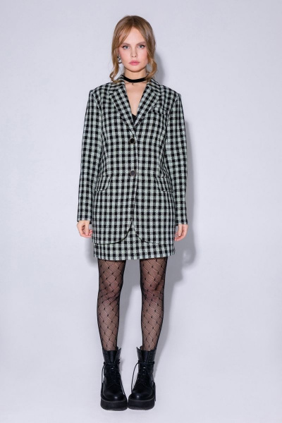 Жакет PiRS 4743 черно-зеленая клетка - фото 6