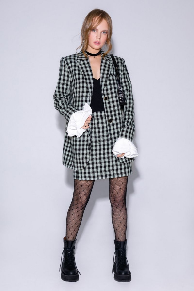 Юбка PiRS 4744 черно-зеленая клетка - фото 2